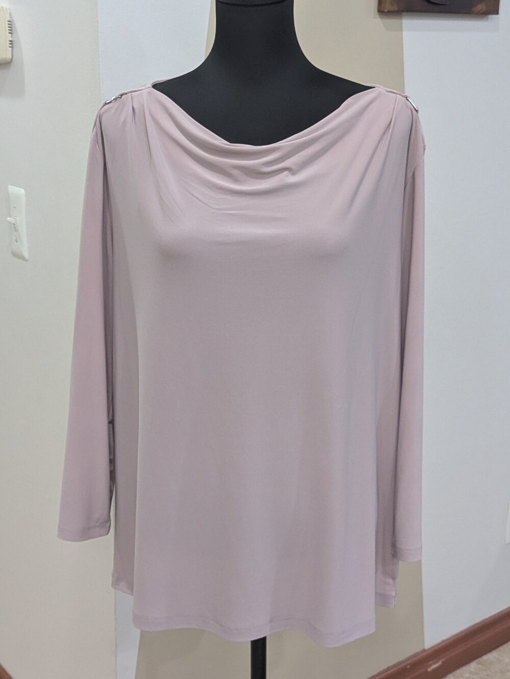 NWT Anne Klein Women's Light Mauve Cowl Neck